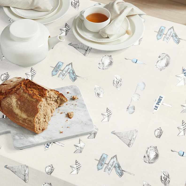 Tissu de décoration Panama Petit bateau – nature/bleu clair,  image number 8