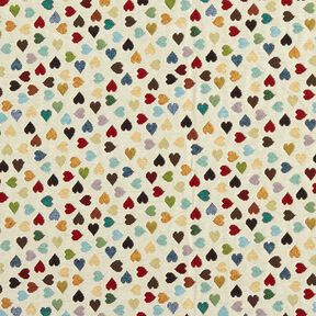 Tissu de décoration Gobelin Cœurs éparpillés – beige clair/pétrole, 