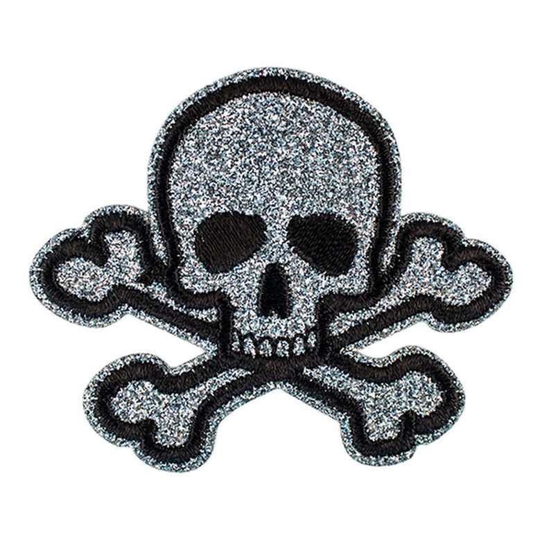 Application Tête de mort [ 5,5 x 6,5 cm ] – argent/noir,  image number 1