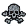 Application Tête de mort [ 5,5 x 6,5 cm ] – argent/noir,  thumbnail number 1