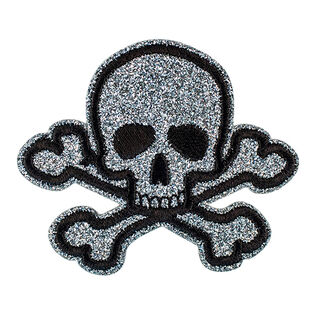 Application  Tête de mort [ 5,5 x 6,5 cm ] – argent/noir, 