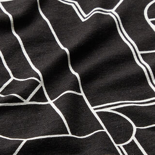 Jersey de viscose Formes géométriques – noir/blanc | Reste 70cm, 