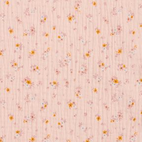 Tissu double gaze de coton fleurs romantiques – rosé, 