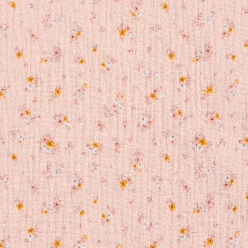 Tissu double gaze de coton fleurs romantiques – rosé,  image number 1