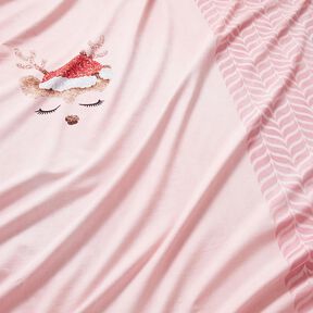 Jersey coton cerf scintillant endormi Panel | Glitzerpüppi – rosé/vieux rose clair, 