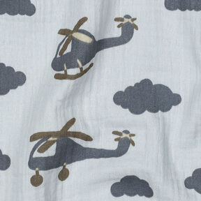 Tissu double gaze de coton Hélicoptère | by Poppy – bleu bébé/gris schiste, 