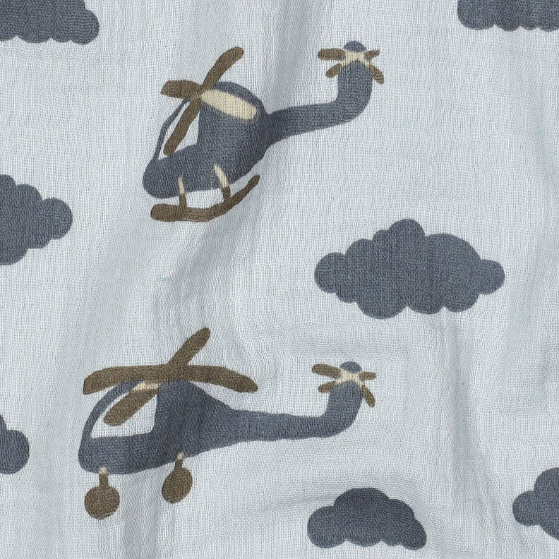 Tissu double gaze de coton Hélicoptère | by Poppy – bleu bébé/gris schiste,  image number 2