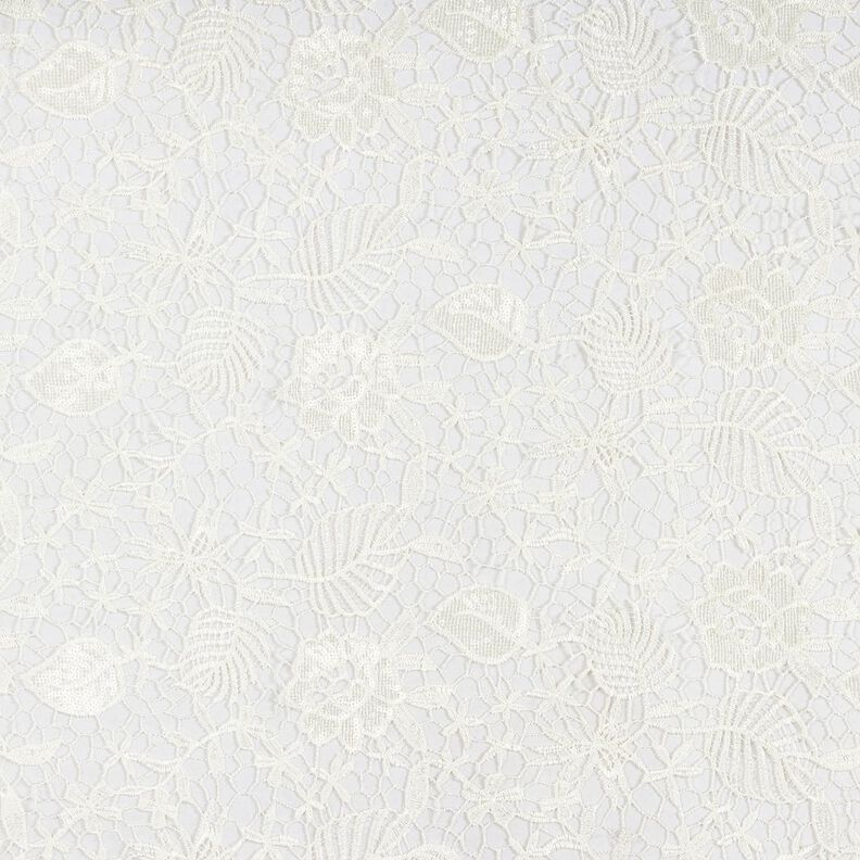 Dentelle avec paillettes et bord festonné – blanc,  image number 1