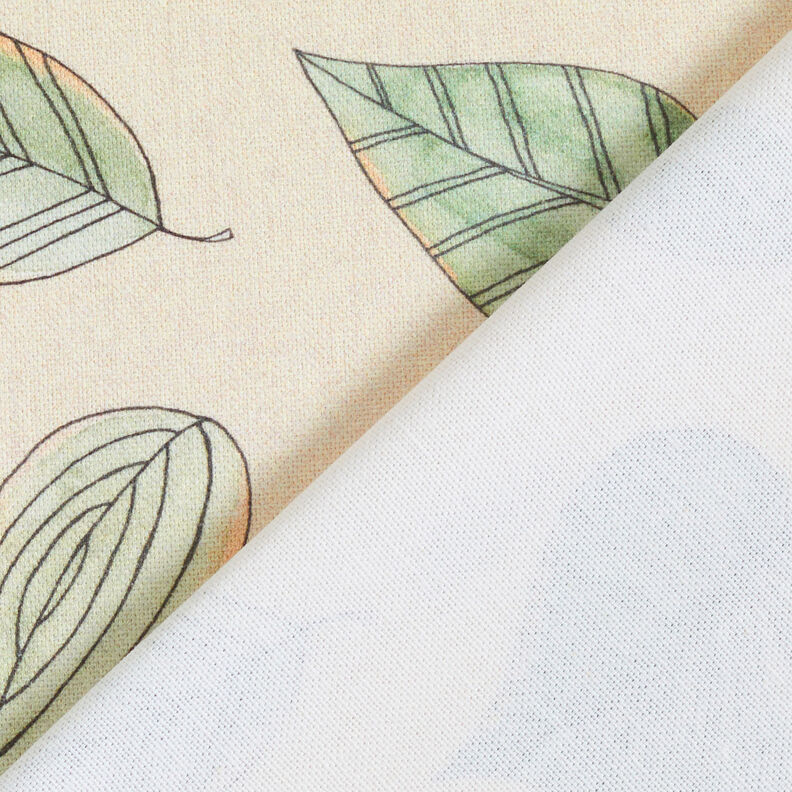Tissu de décoration Semi-panama Feuilles dessinées – beige clair/roseau,  image number 4