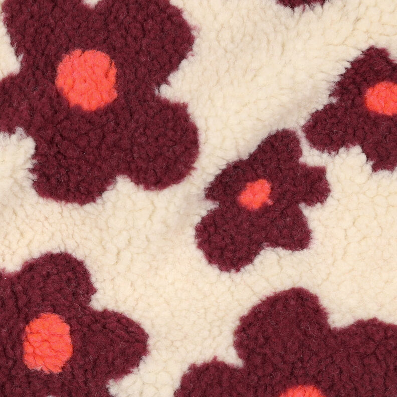 Ourson Fleurs | Poppy Fabrics – noix de cajou/rouge bordeaux,  image number 3