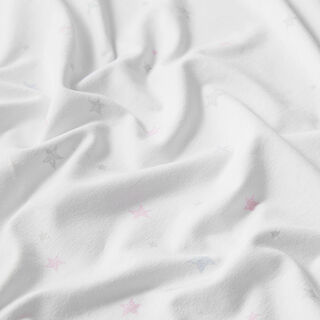 GOTS Jersey coton Etoiles aspect impression au tampon | Tula – blanc, 