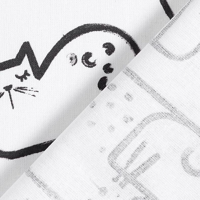 Tissu en coton Cretonne Esquisses de chats – noir/ivoire, image number 4