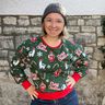 French Terry Sweat d’été Père Noël et lama | Glitzerpüppi – vert sapin/chili,  thumbnail number 6