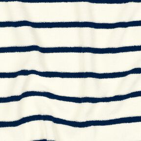 Jersey éponge rayures – ivoire/bleu nuit, 