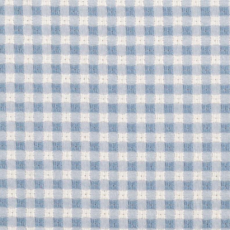 Tissu en coton à carreaux structurés – blanc/bleu clair,  image number 1