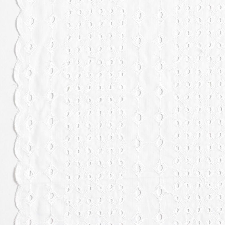 Tissu en coton Décor de broderie ajourée – blanc,  image number 1