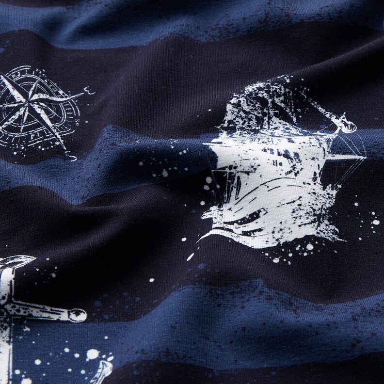 Jersey coton Ancres et navires | Glitzerpüppi – bleu marine,  image number 1