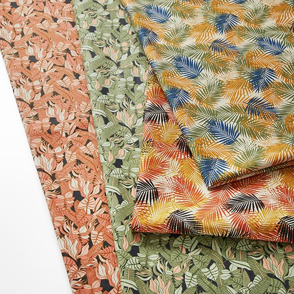 Tissu en coton Cretonne feuilles de palmier – beige clair/bleu, image number 5