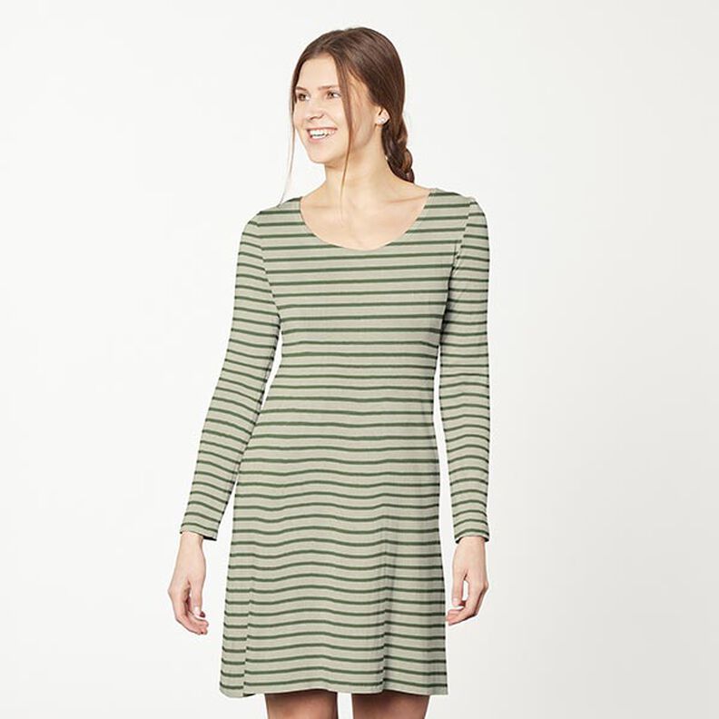 Jersey de coton Rayures fines et larges – roseau/pin, image number 7