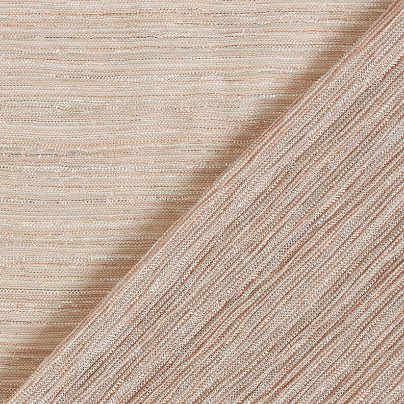 Jersey plissé Rayures pailletées – or rose/argent,  image number 4