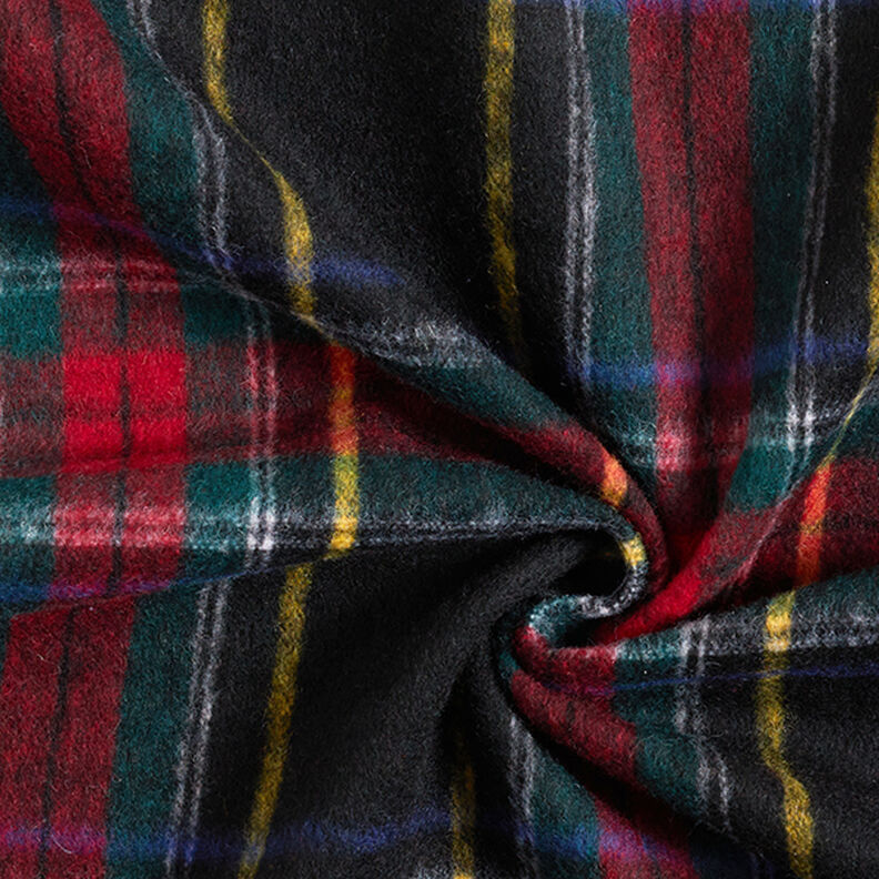 Tissu manteau en tartan en laine vierge mélangée – noir/rouge, image number 3