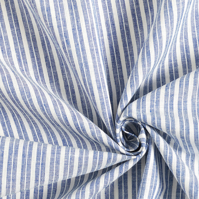 Mélange lin coton Rayures larges – bleu jean/écru,  image number 3