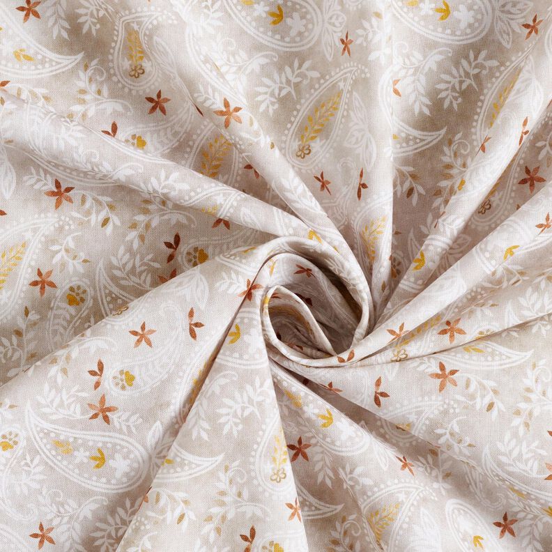 Popeline coton Cachemire rêve floral Impression numérique – gris brume,  image number 3