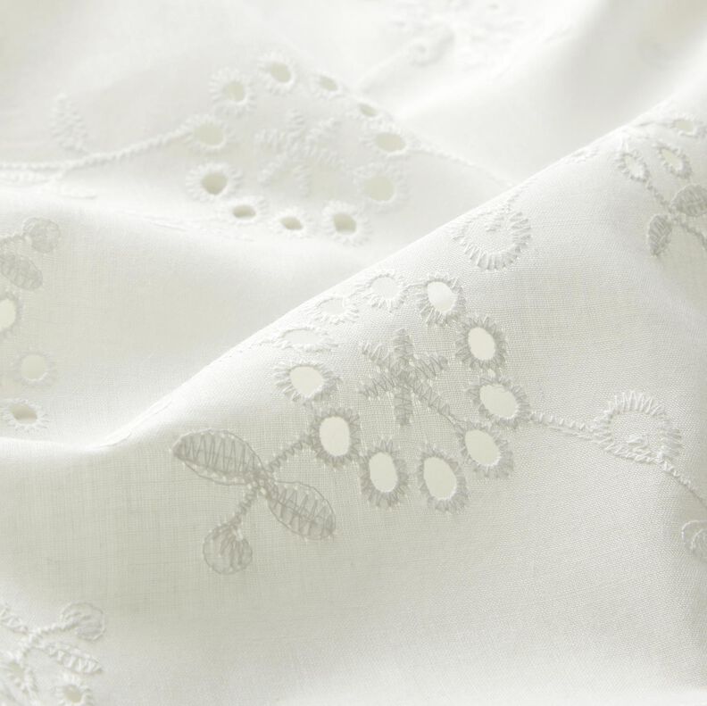 Dentelle brodée Grandes vrilles de fleurs – blanc,  image number 2