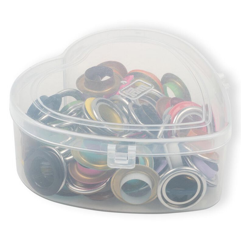 Œillets avec disques, boîte en forme de cœur [14 mm] | Prym – rouge,  image number 1