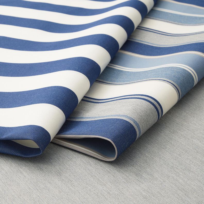 Tissu d’extérieur Canvas Rayures mixtes – indigo/ivoire, image number 5