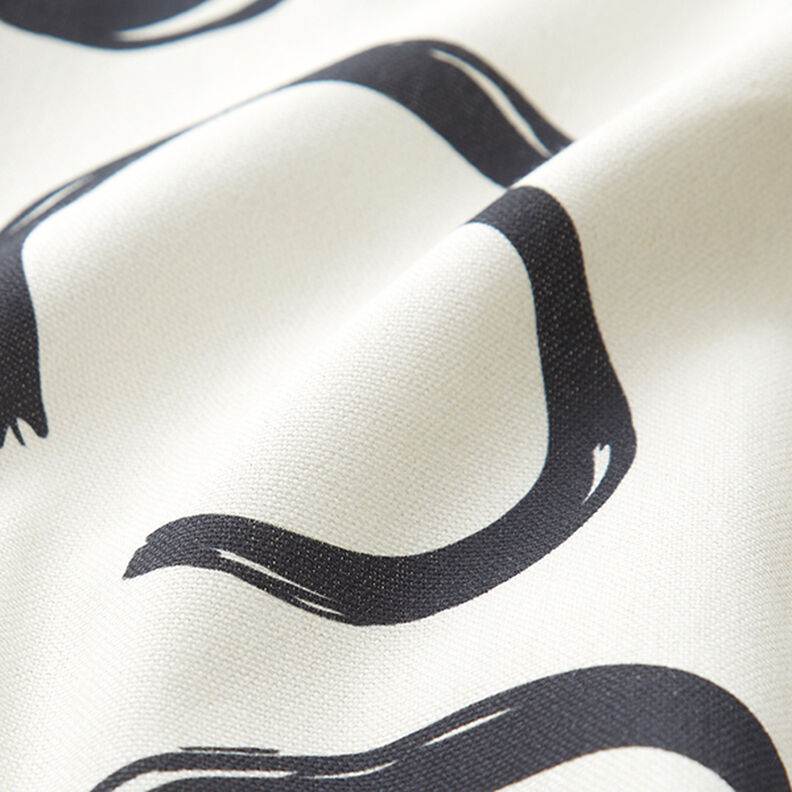 Tissu de décoration Semi-panama Arcs abstraits – ivoire/noir,  image number 2