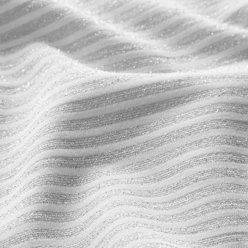 Jersey à rayures pailletées fines – blanc/argent métallisé, image number 3