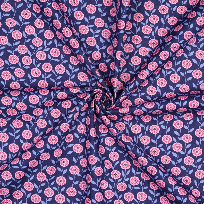 Popeline coton Fleurs d'été | Poppy Fabrics – rose/indigo,  image number 3