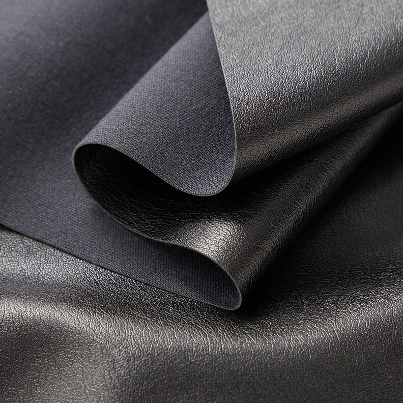 Simili cuir léger uni – noir,  image number 3