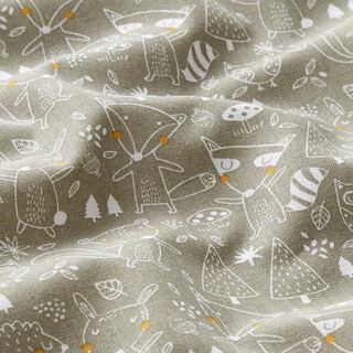 Tissu en coton Cretonne Animaux de la forêt – beige, 