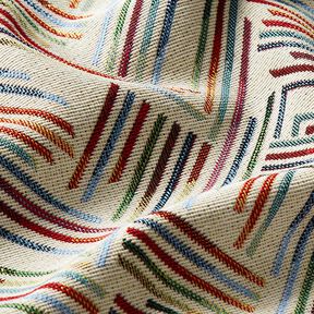Tissu de décoration Gobelin Ligne en zigzag – beige clair/bleu, 