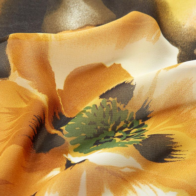 Mousseline Fleurs aquarelle – blanc/jaune curry,  image number 2