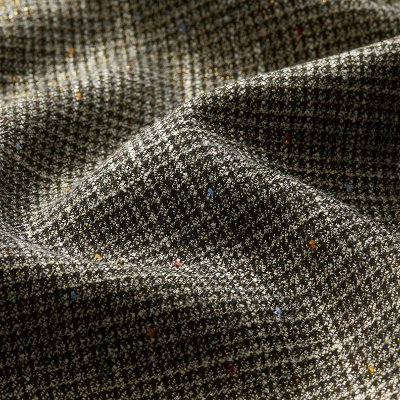 Tissu fin pour pantalon Pied-de-poule pailleté – noir/blanc,  image number 2