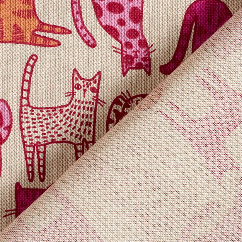 Tissu de décoration Semi-panama Chats colorés – nature/pourpre,  image number 4