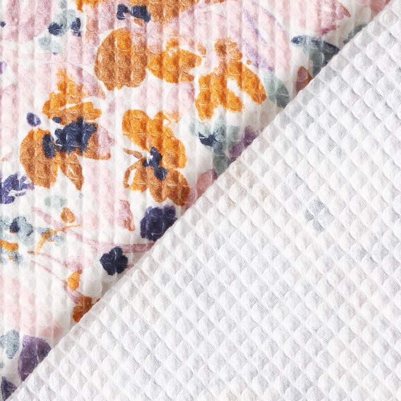 Nid d’abeille fleurs aquarelles | Poppy Fabrics – blanc/lavande, image number 4