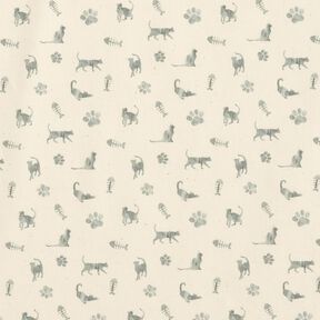 Popeline de coton bio Chats et empreintes de pattes – écru/gris, 