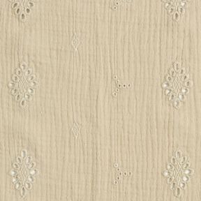 Tissu double gaze de coton Dentelle brodée Losange – anémone, 