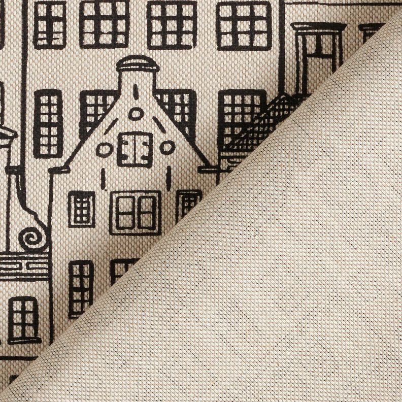 Tissu de décoration Semi-panama Maisons de ville – nature/noir,  image number 4