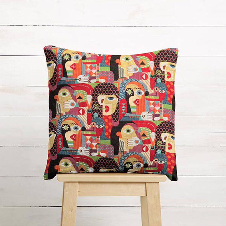 Tissu déco Gobelin Visages abstraits – noir,  image number 5