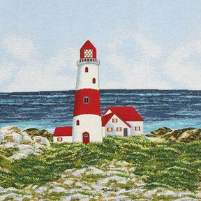panneau décoratif Gobelin Phare – bleu clair/rouge, 