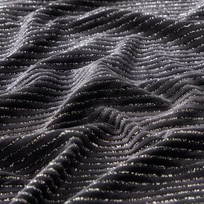 Tissu Nicki Rayures pailletées – noir/argent métallisé, 