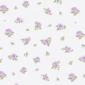 Popeline coton zarte Rosen – lavande/blanc, 
