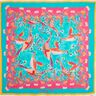 Beachwear paréo panneaux paons et fleurs – bleu aqua/rose intense,  thumbnail number 1
