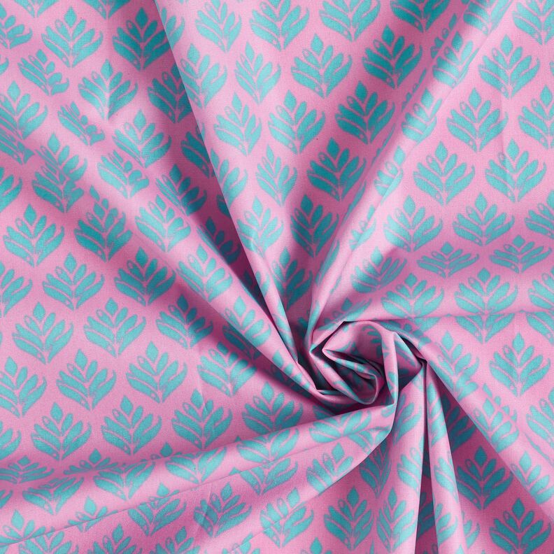 Coton enduit Sujets abstraits – rose/bleu aqua, image number 3