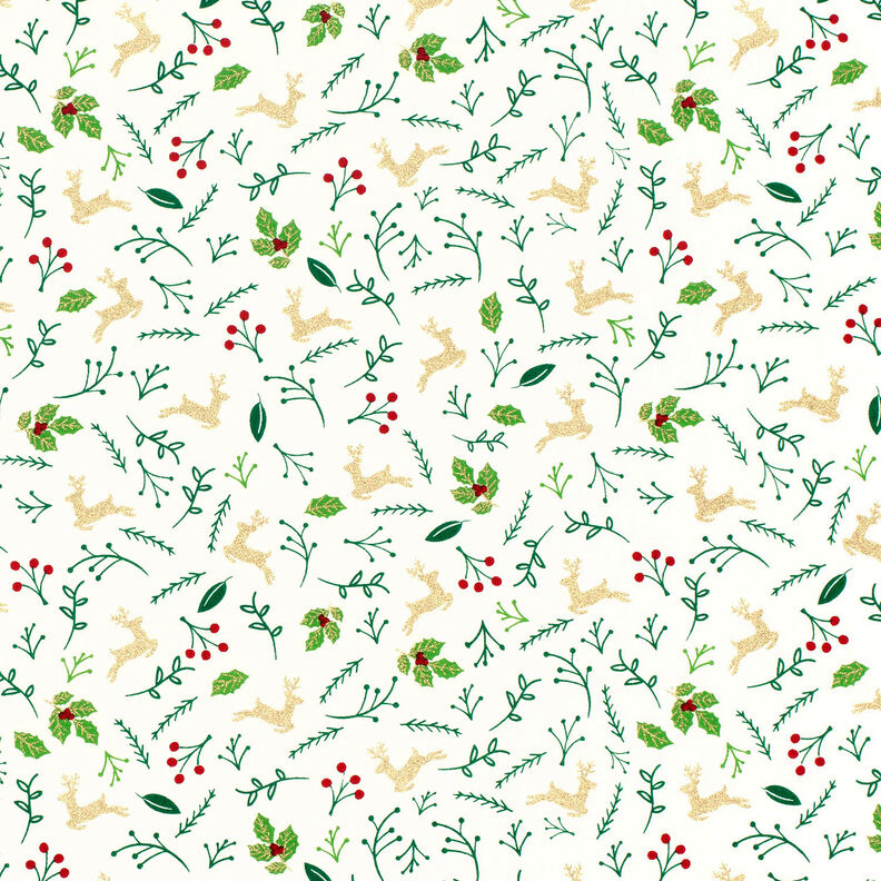 Tissu en coton Popeline Chevreuils et branches – écru/or,  image number 1